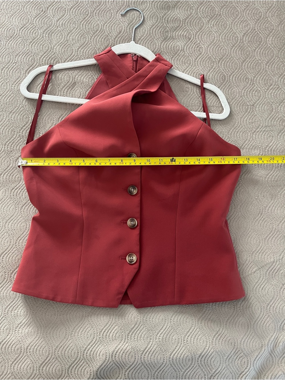 White House Black Market Sleeveless Crisscross Button Front vest in rust size 6 - Picture 10 of 13